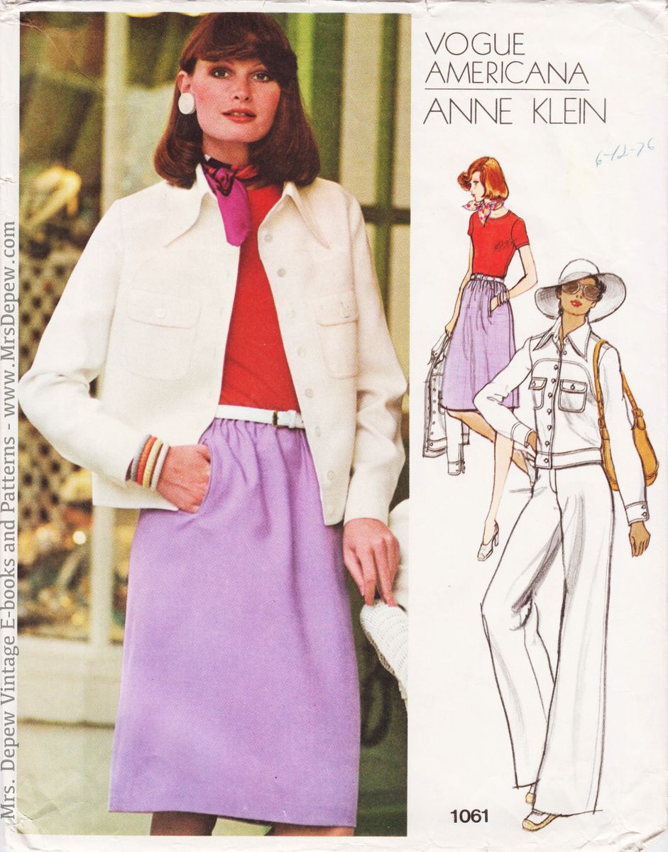 Vintage Sewing Pattern Ladies' Dress Designer Anne Klein 1970s Vogue  Americana 1061 in 34